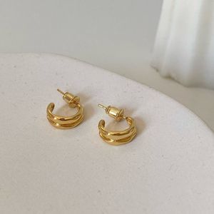 18K Gold Plated Hammered Double Hoop Earrings